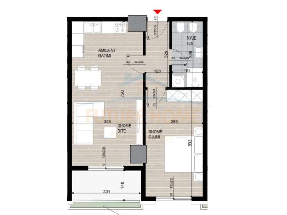 Tirane, shitet apartament 1+1+Aneks+Ballkon Kati 1, 74 m² 95.600 € (FUSHA E AVIACIONIT)