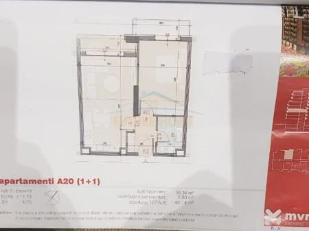 Tirane, shitet apartament 1+1 Kati 3, 56 m² 95.000 € (Fusha e Aviacionit, Tirane AREA43449)