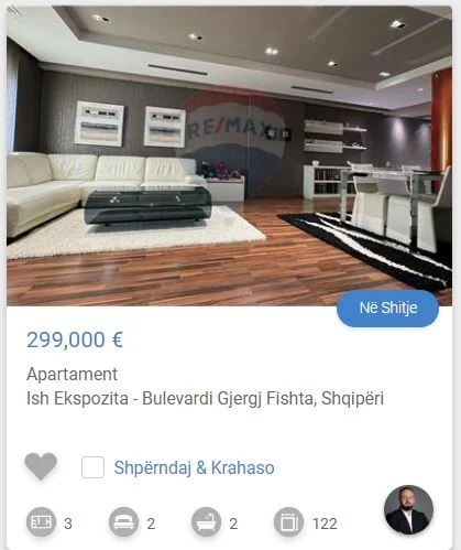 Tirane, shitet apartament 2+1 Kati 7, 125 m² 299.000 € (ISH EKSPOZITA)