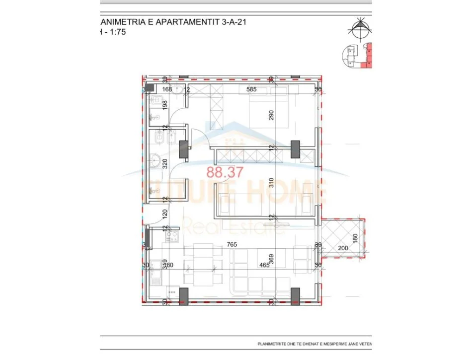 Tirane, shitet apartament 2+1 Kati 2, 105 m² 155.000 € (Kodra e Diellit)