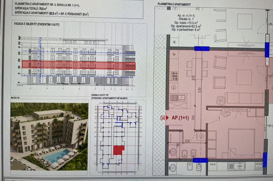 Durres, shitet apartament 1+1+Ballkon Kati 2, 7.003 m² 70.030 € (Mali Robit , Golem)