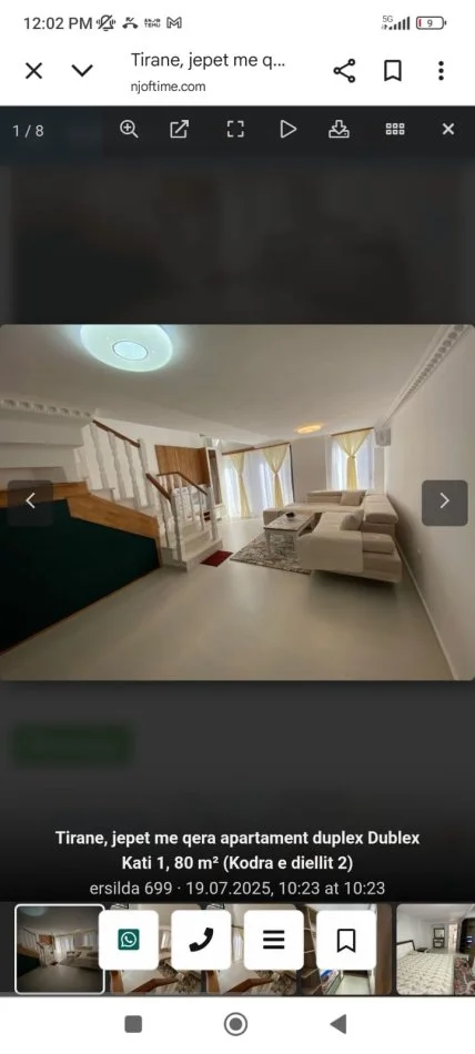 Tirane, jepet me qera apartament