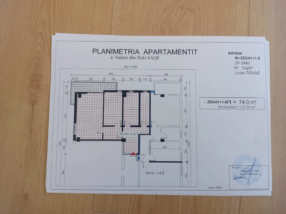 shitet apartament 2+1 Kati 2, 89 m² 135.000 €