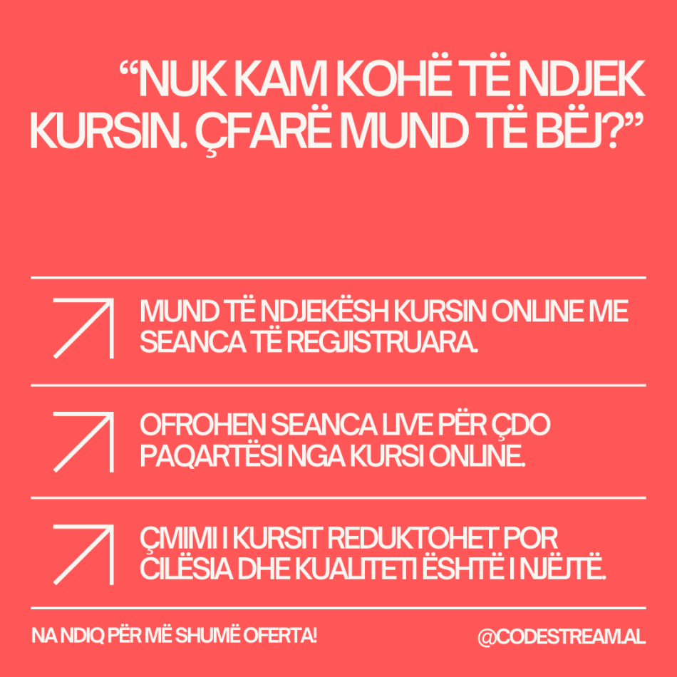 OFERTA PËR MUAJIN KORRIK NË KURSET E IT dhe PROGRAMIM