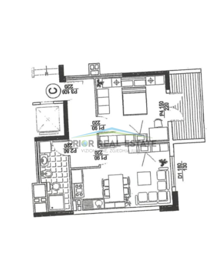 Tirane, shitet 1+1+ VERANDE  Kati 1, 59 m² 190.000 € (Komuna e Parisit)