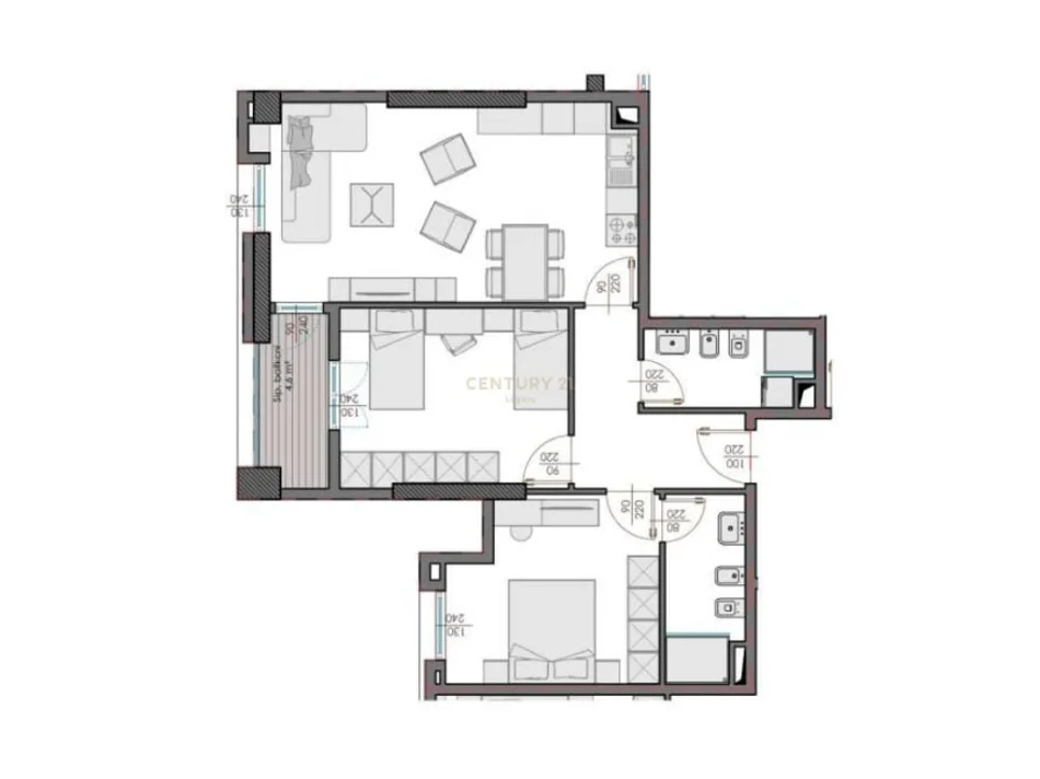 Tirane, shes apartament 2+1 Kati 4, 98 m² 198.000 € 