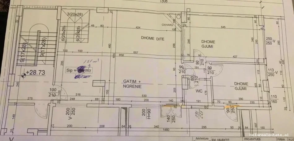 Tirane, shitet apartament 3+1 Kati 8, 343 m² 250.000 € (yzberisht)