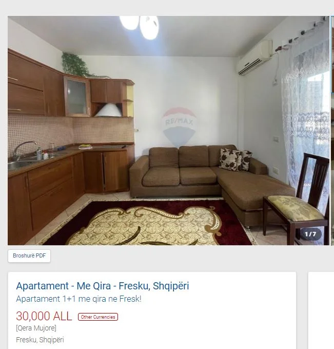 Tirane, jepet me qera apartament 1+1 Kati 4, 60 m² 300 € (FRESK)