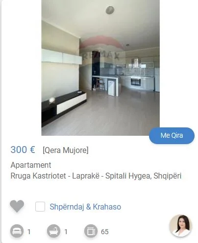 Tirane, jepet me qera apartament 1+1 Kati 7, 65 m² 300 € (TE SPITALI HYGEJA)