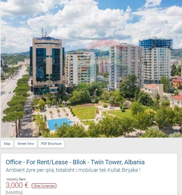 Tirane, jepet me qera zyre Kati 16, 150 m² 3.000 € (KULLAT BINJAKE BLV DESHMORET E KOMBIT)