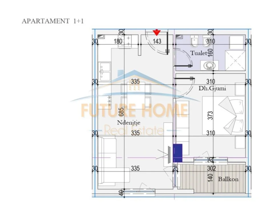 Tirane, shitet apartament 1+1+Ballkon Kati 5, 60 m² 72.000 € (Dogana)