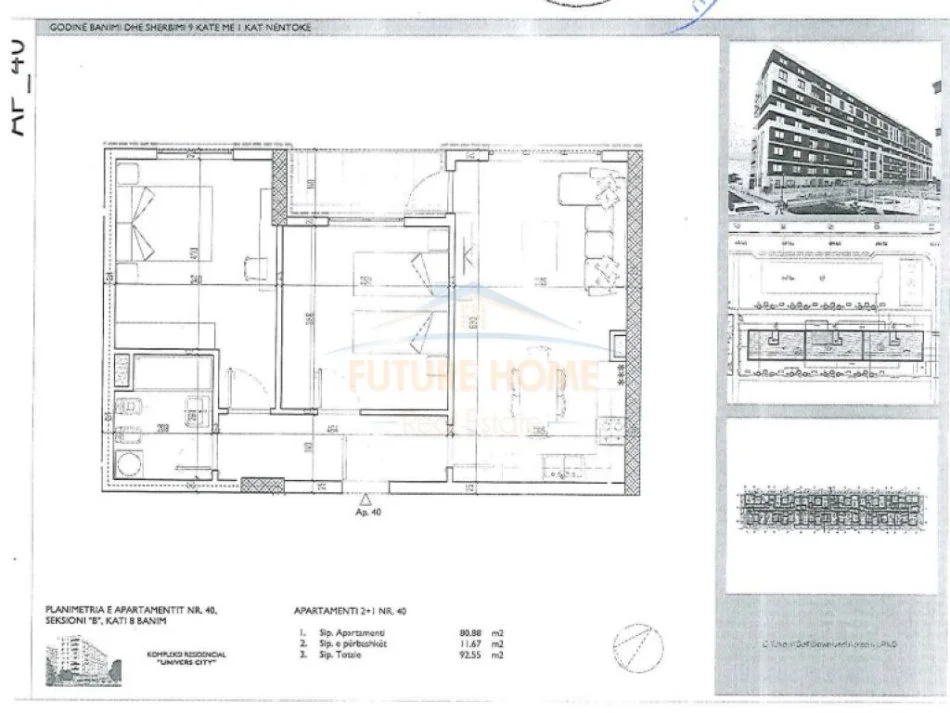 Tirane, shitet apartament 2+1 Kati 8, 93 m² 90.000 € (Univers City)