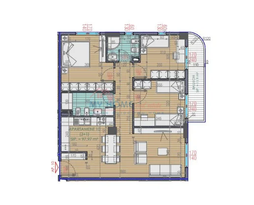 Tirane, jepet me qera apartament 3+1+Ballkon, Kati 3, 112 m² 550 € (Astir)