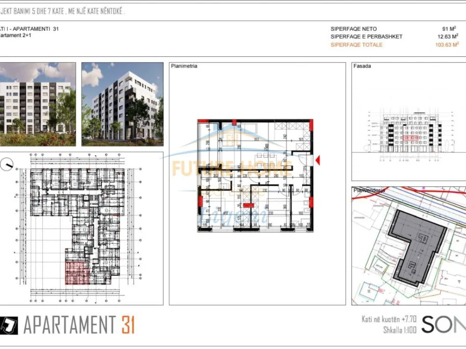 Tirane, shes apartament 2+1+Ballkon Kati 3, 104 m² 108.000 € (Platinium II)