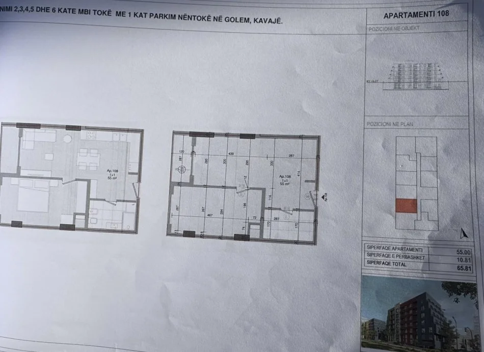 Durres, shitet apartament 1+1+Ballkon , 65 m² 60.000 €