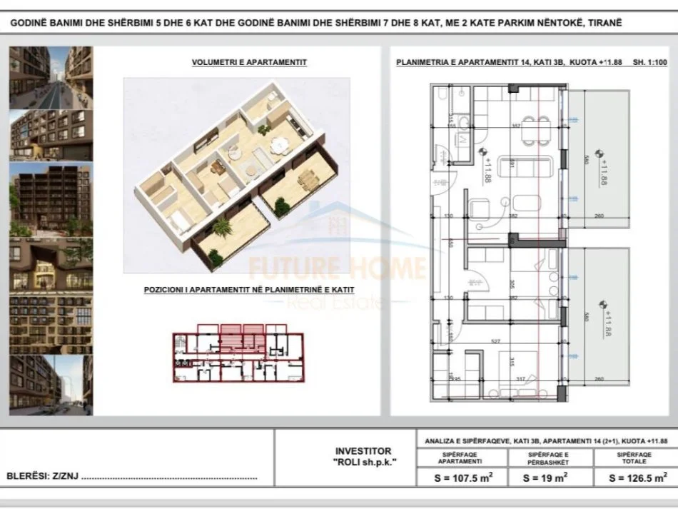 Tirane, shitet apartament 2+1, 1750 EURO/M2 € (Siri Kodra)
