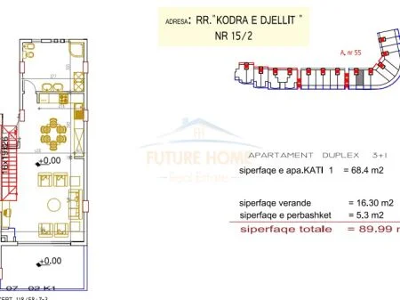 Tirane, shitet apartament duplex 3+1 Kati 1, 157 m² 280.000 € (Kodra e Diellit, Tiranë AREA46910)