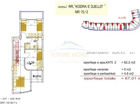 Tirane, shitet apartament duplex 3+1 Kati 1, 157 m² 280.000 € (Kodra e Diellit, Tiranë AREA46910)