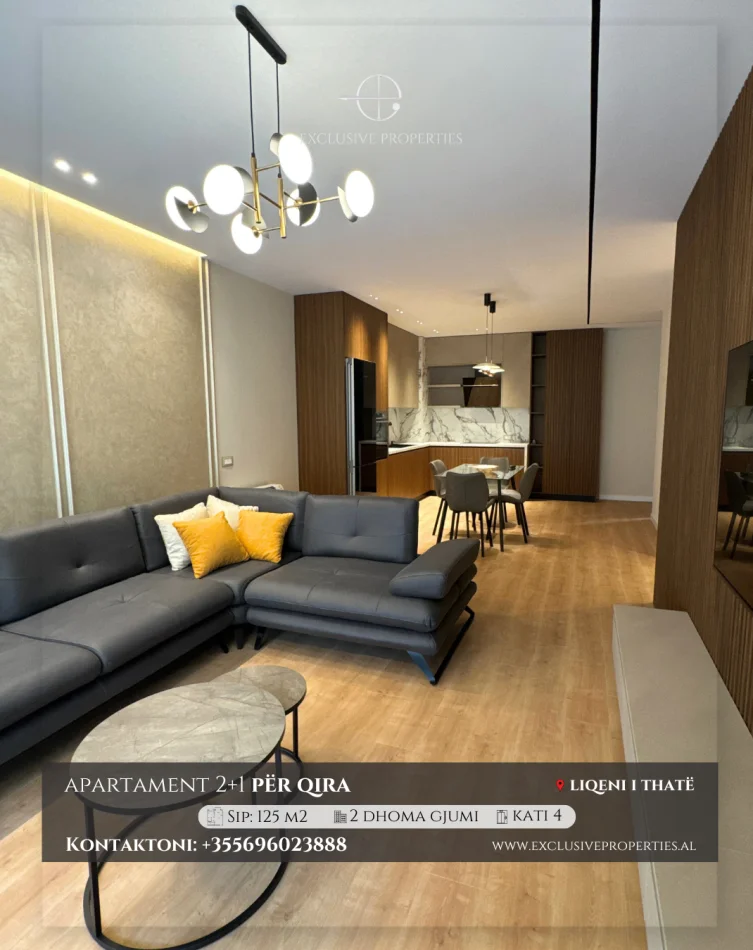 Tirane, jepet me qera apartament 2+1+Ballkon Kati 4, 1.500 € 