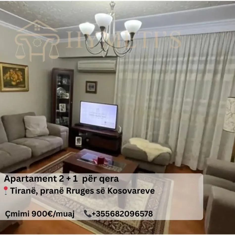 Tirane, jepet me qera apartament 2+1 Kati 3, 112 m² 900 € (Rruga e Kosovarëve)