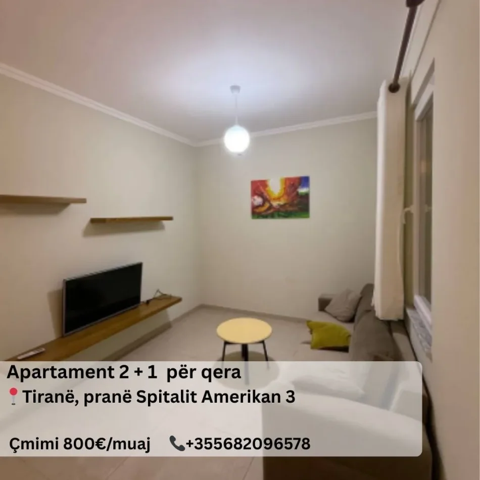 Tirane, jepet me qera apartament 2+1 Kati 2, 120 m² 800 € (Spitali Amerikan 3)