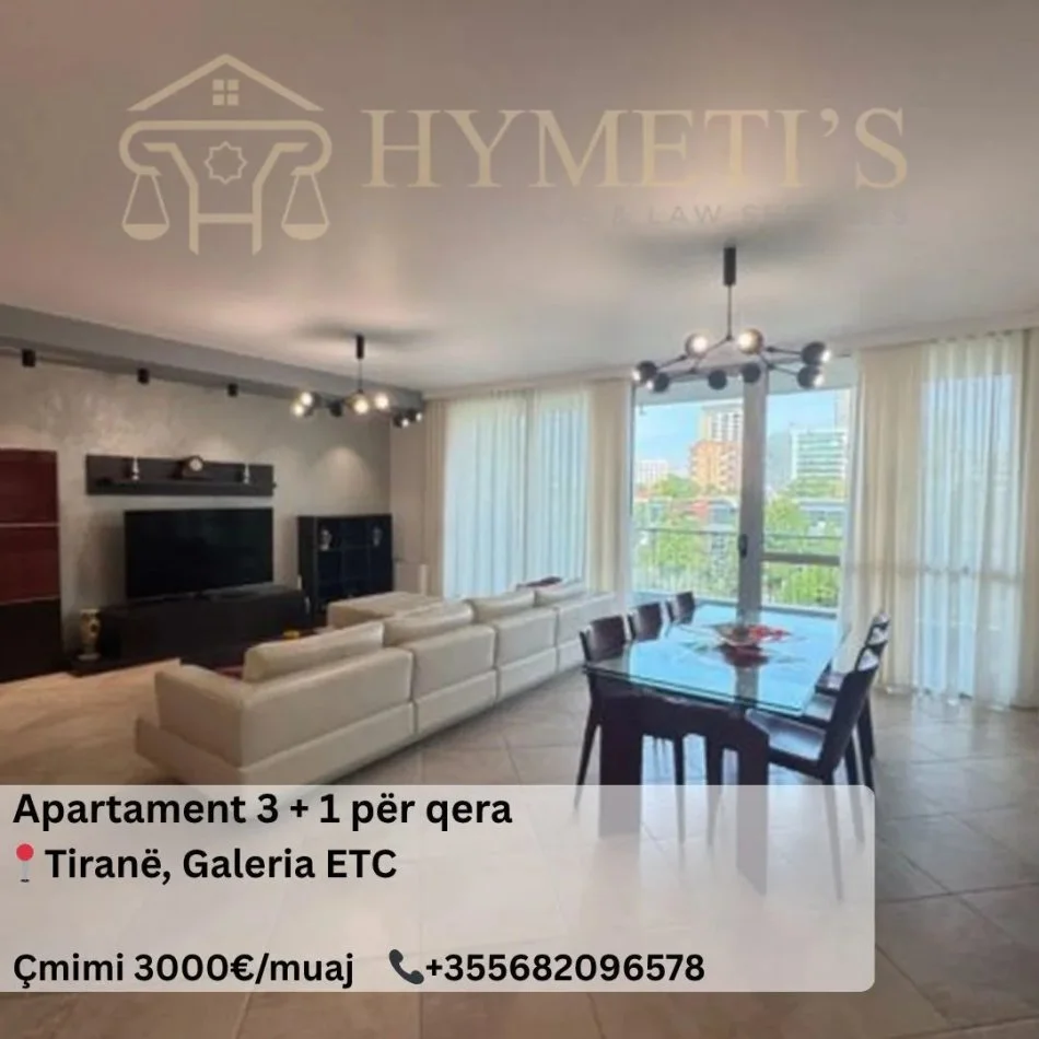 Tirane, jepet me qera apartament 3+1 Kati 4, 216 m² 3.000 € (Galeria ETC)