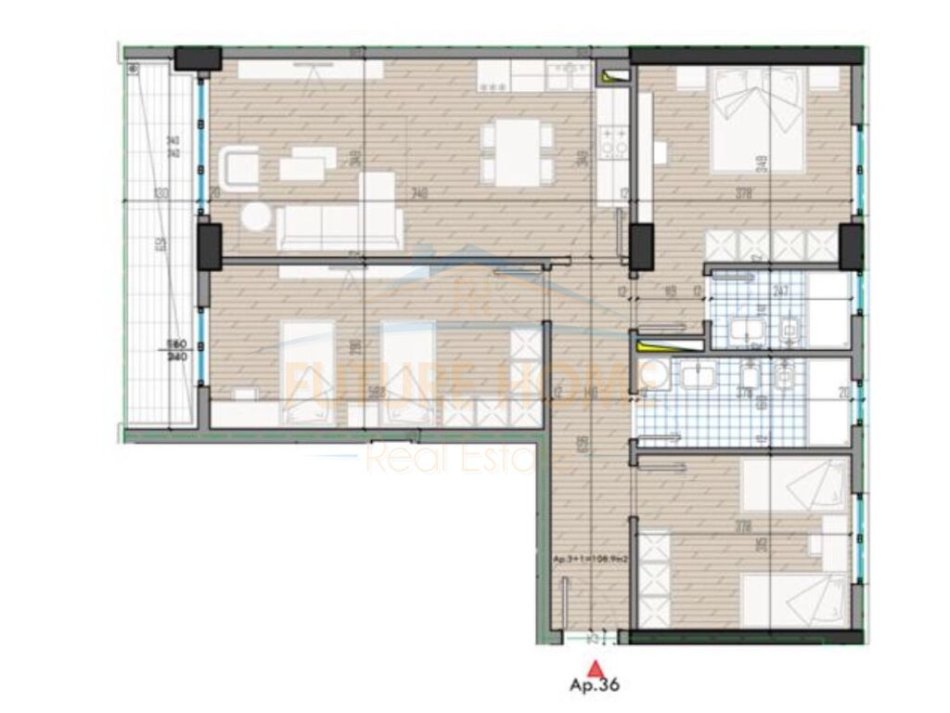 Tirane, shitet apartament 3+1+Ballkon Kati 6, 128 m² 143.000 € (QTU, Univers City)