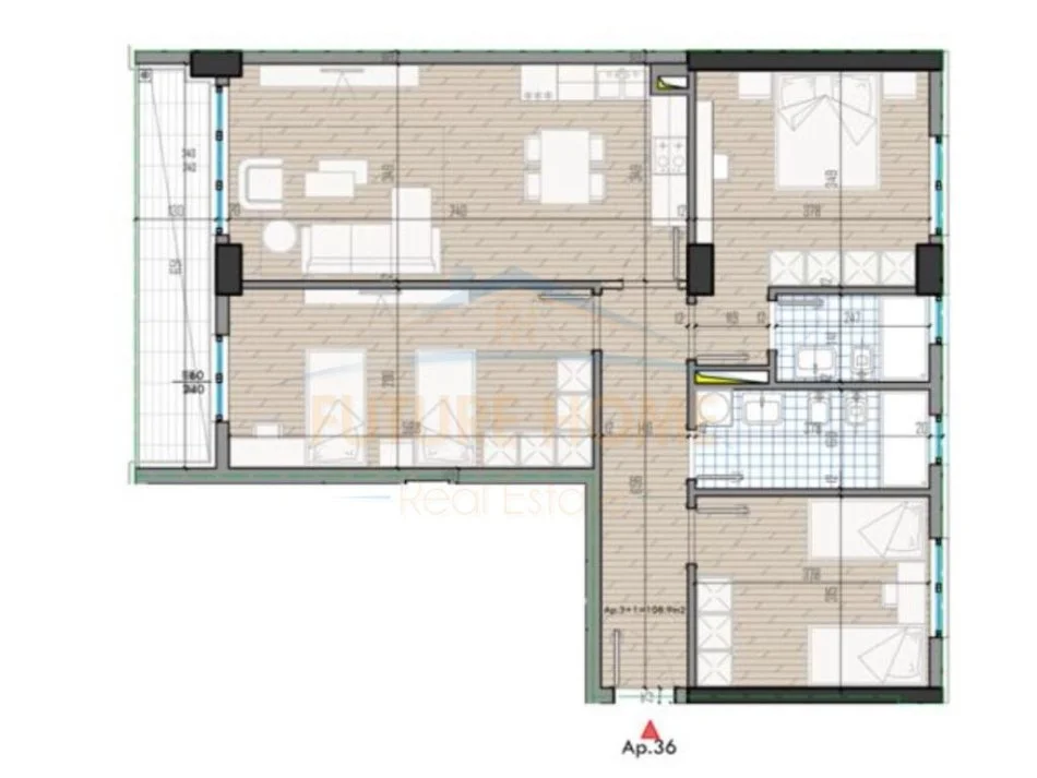 Tirane, shitet apartament 3+1+Ballkon Kati 6, 128 m² 130.000 € (QTU)