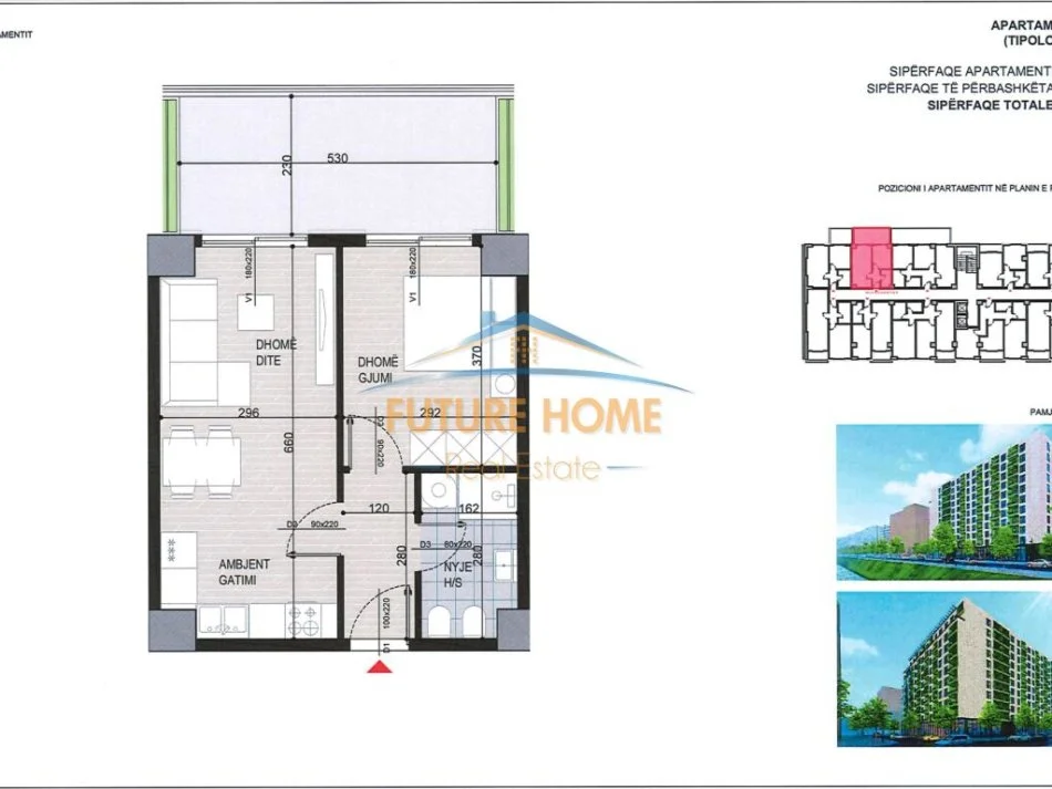 Tirane, shitet apartament 1+1 Kati 7, 73 m² 106.000 € (Fusha e Aviacionit)