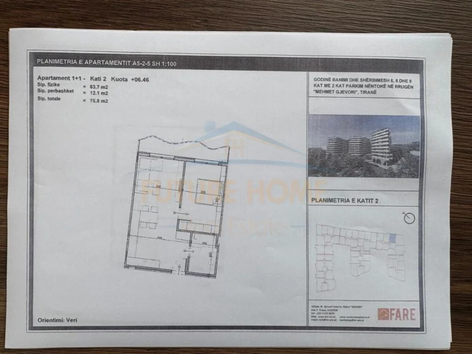 Tirane, shitet apartament 1+1 Kati 2, 76 m² 75.800 € (PASKUQAN).  UNA45928