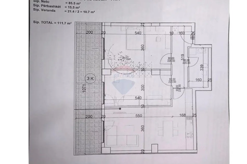 Tirane, shitet apartament 2+1 Kati 3, 111 m² 150.500 € (Kompleksi Aura, Laprake)