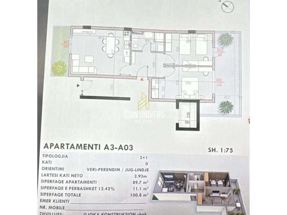 Tirane, shitet apartament 2+1 Kati 1, 100 m² 160.000 € (Rezidenca Tirana Cielo ( Mjull Bathore ) TEG !)