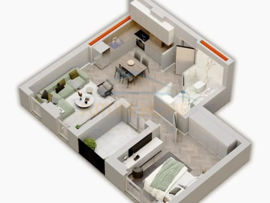 Tirane, shitet apartament 1+1 Kati 8, 70 m² 77.616 € (Univers City, Tiranë)