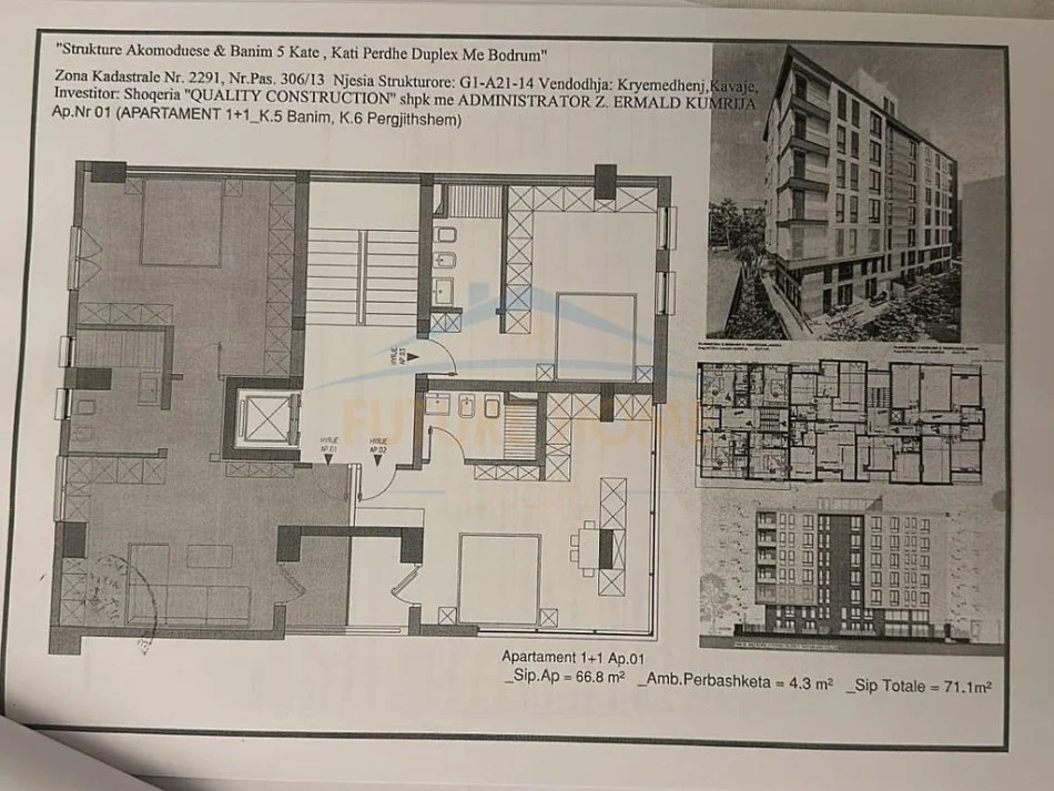 Durres, shes apartament 1+1 Kati 5, 71 m² 92.430 € (Golem)