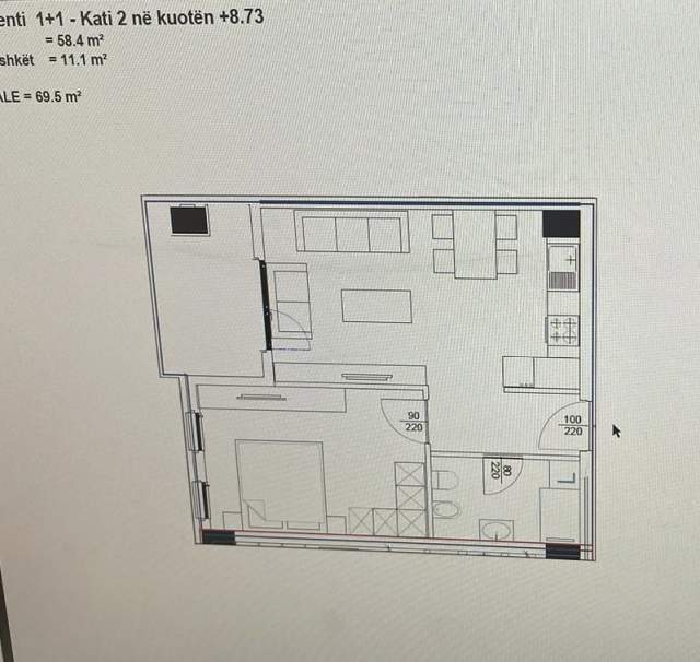 Tirane, shes apartament 1+1+BLK Kati 2, 70 m² 1.100 Euro/m2 (Rruga dritan hoxha)
