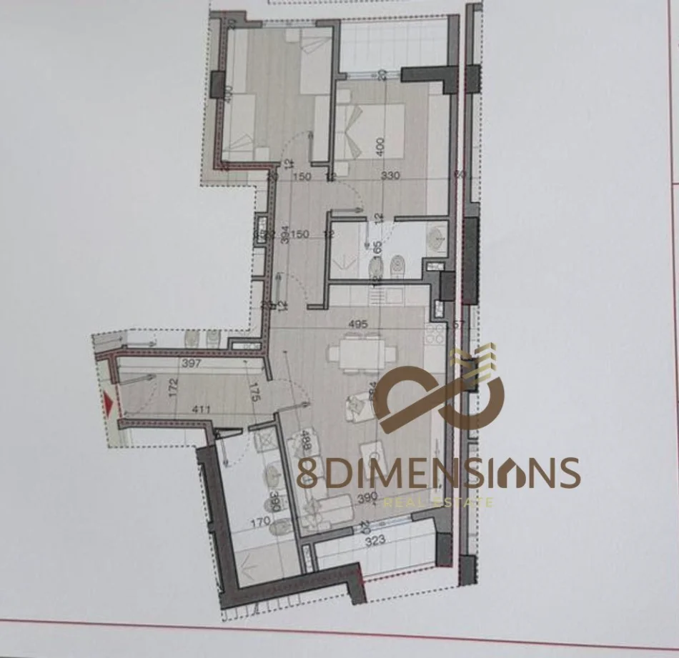 Tirane, shitet apartament 2+1 Kati 8, 111 m² 148.000 € (astir)