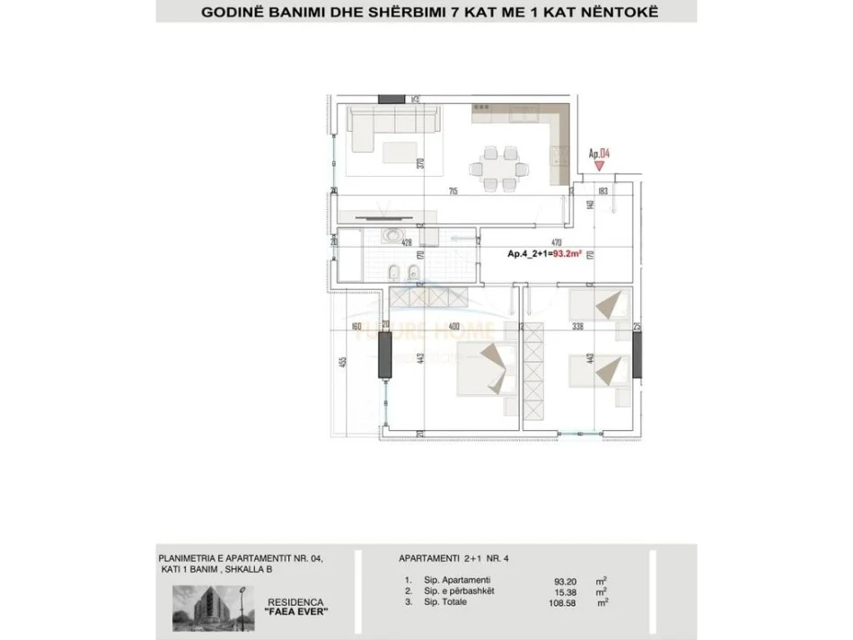 Tirane, shitet apartament 2+1+Ballkon Kati 1, 108 m² 115.000 € (Paskuqan, FAEA EVER Residence)