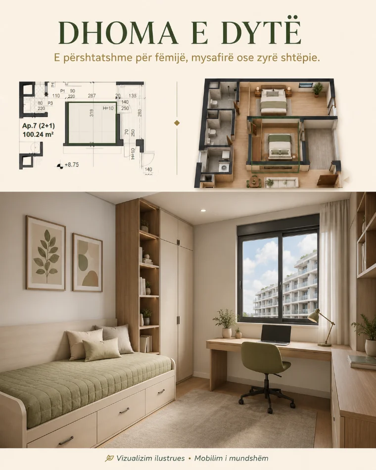 Tirane, shes apartament 2+1+Ballkon Kati 2, 100 m² 150.360 € (Rruga Simon Gjoni)