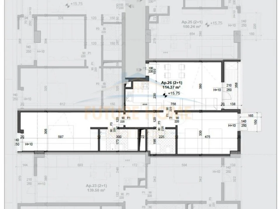 Tirane, shitet apartament 2+1+Ballkon Kati 4, 114 m² 165.836 € (Fusha e Aviacionit)
