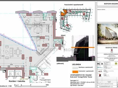 Shqiperi, shitet apartament 3+1+Ballkon Kati 11, 256 m² 896.000 € (Bulevardi Gjergj Fishta)