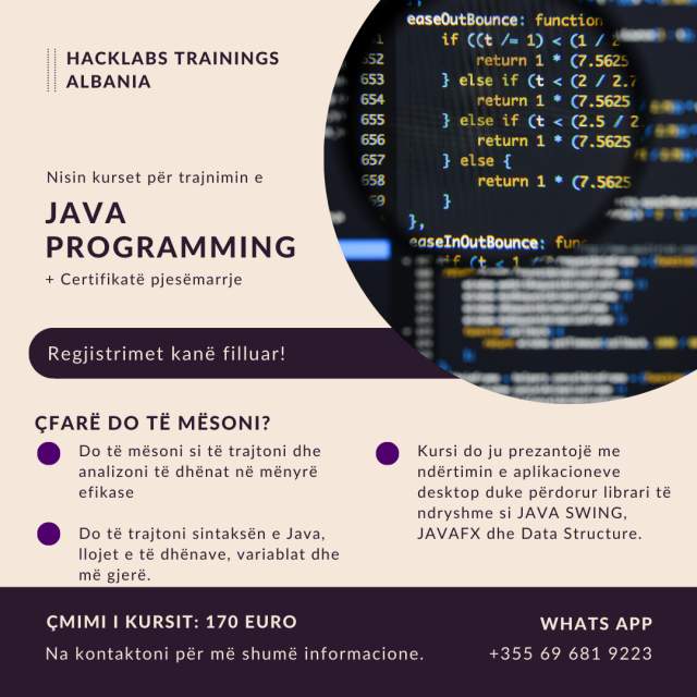 Kurse programimi Java (SEANCA E PARË FALAS)