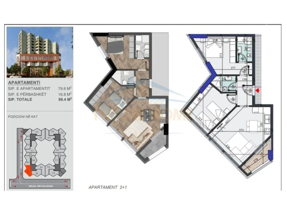 Tirane, shitet apartament 2+1+Ballkon , 96 m² 183.160 € (Rruga Dritan Hoxha, Tirane)