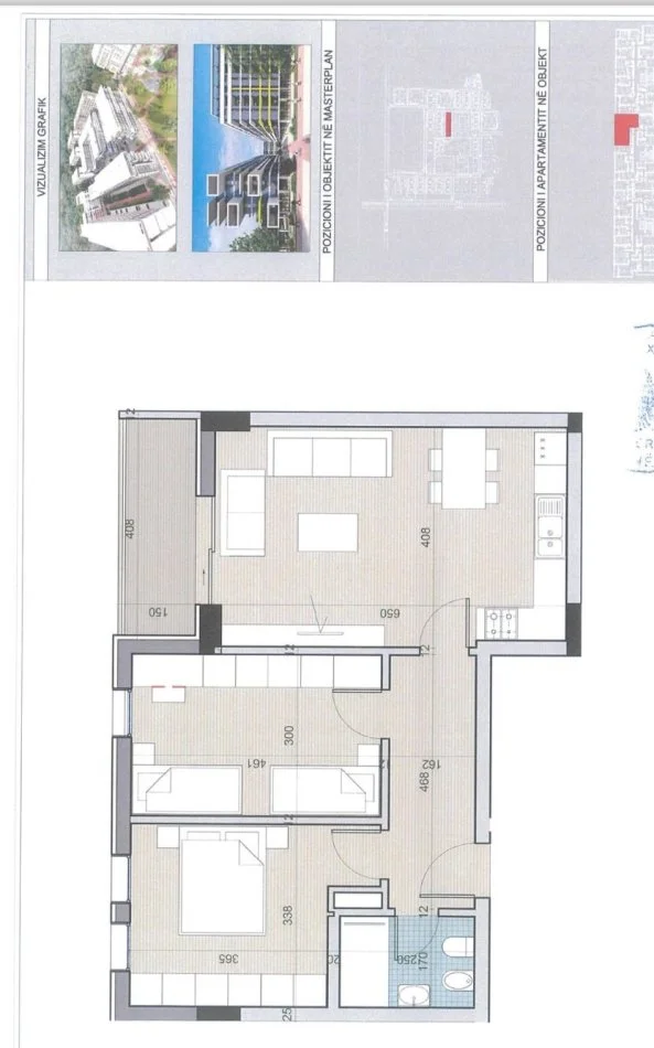 Tirane, shitet apartament 2+1 Kati 2, 81,67 m² (TEK UNIVERS CITY)