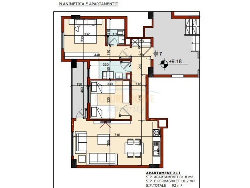 Tirane, shes apartament 2+1 Kati 2, 92 m² 199.000 € (Porcelan)