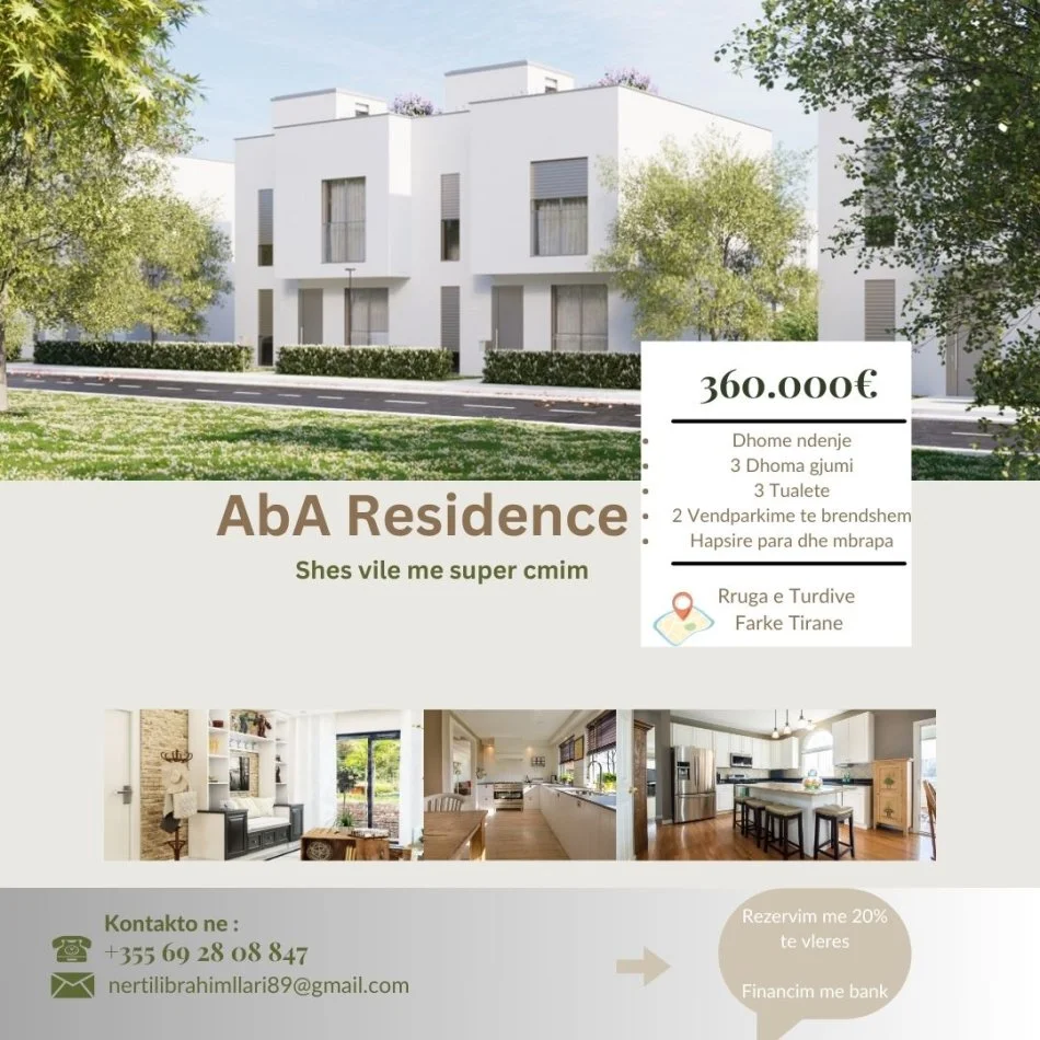 Tirane, shes Vile 3 Katshe Kati 3, 196 m² 360.000 € (Rruga e Turdive Farke Tirane)