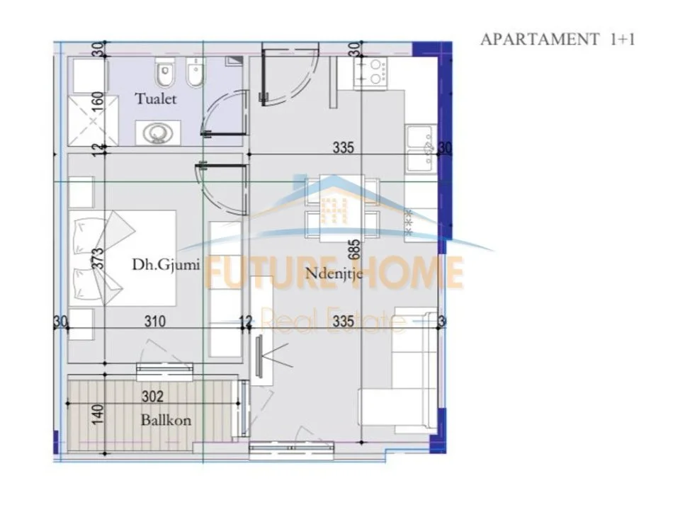 Tirane, shitet apartament 1+1+Ballkon Kati 5, 60 m² 81.000 € 