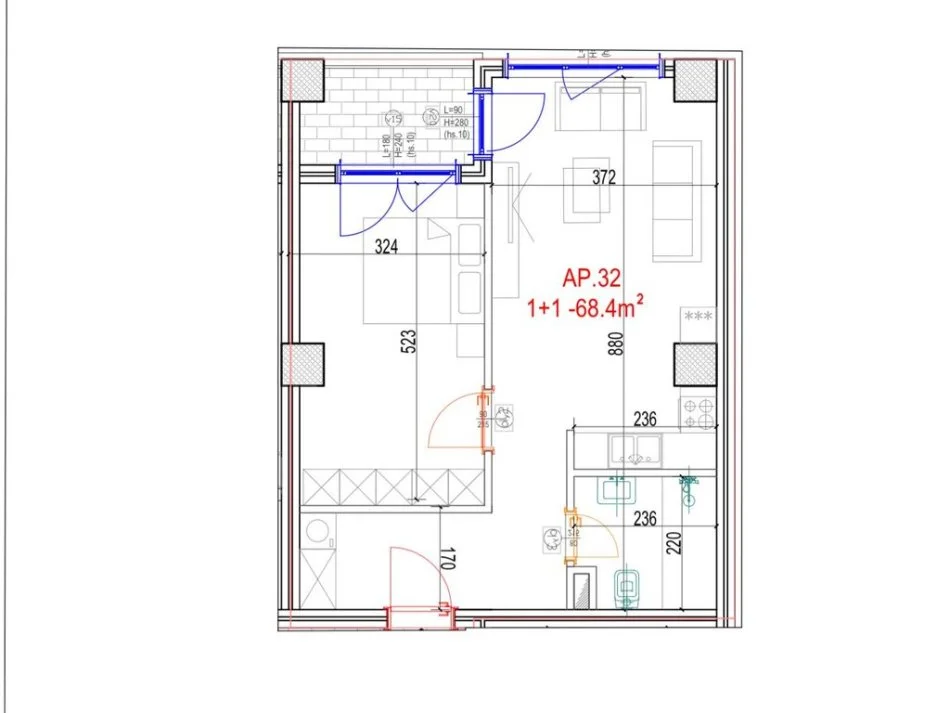Tirane, shitet 1+1 Kati 5, 81 m² 126.170 € 