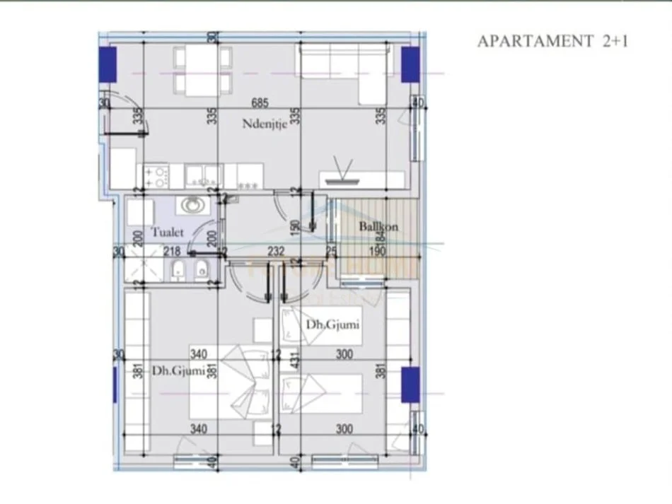 Tirane, shitet apartament 2+1+Ballkon Kati 3, 83 m² 108.290 € (Casa Italia)