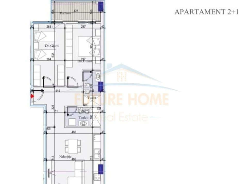 Tirane, shitet apartament 2+1+Ballkon Kati 6, 106 m² 138.060 € (Tirana Entry 2, Tiranë)