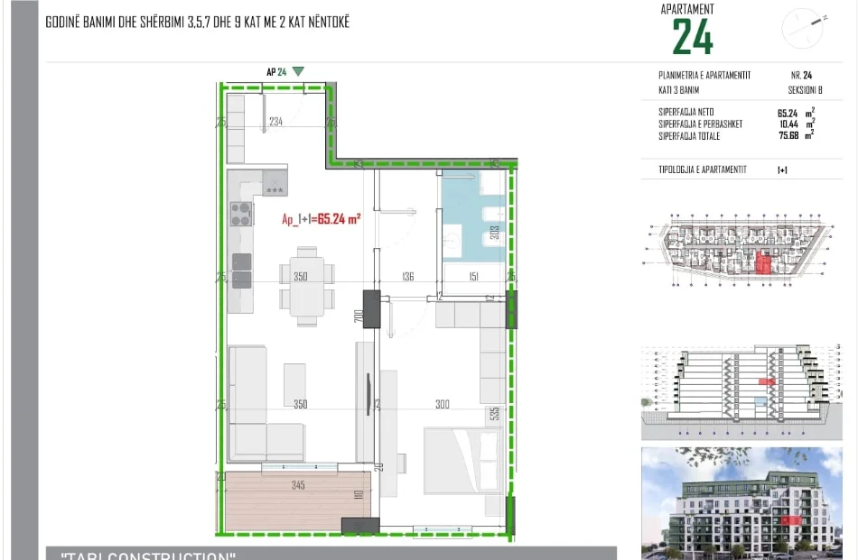 Tirane, shitet apartament 1+1+Ballkon Kati 3, 75 m² 85.900 € (Rruga Memo Meto Tirane, Paskuqan 1047, Albania)